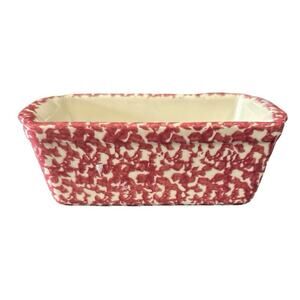 Vtg Workshops Gerald E Henn Pottery Red Spongeware Loaf Pan 7x4” USA Made EUC